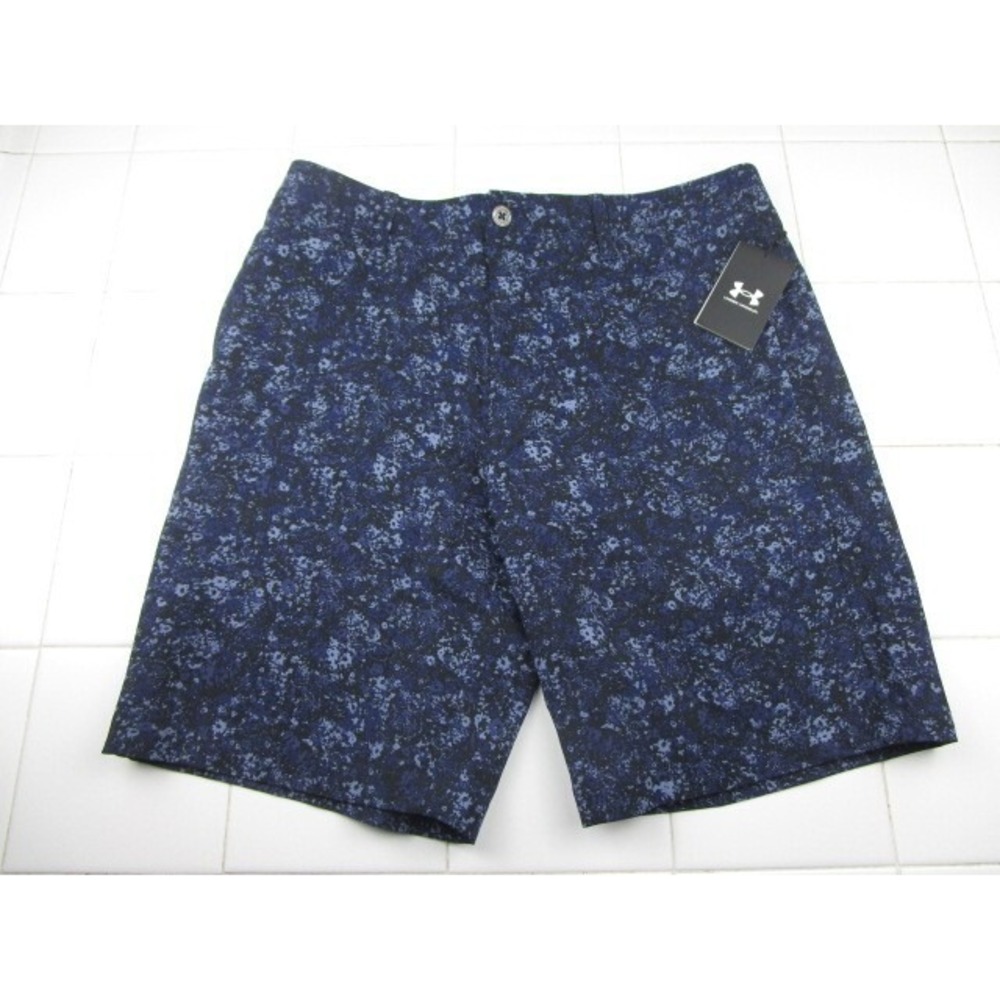 Under Armour Golf Printed Shorts 10" Inseam Blue Splatter Men's Size 34 1377303